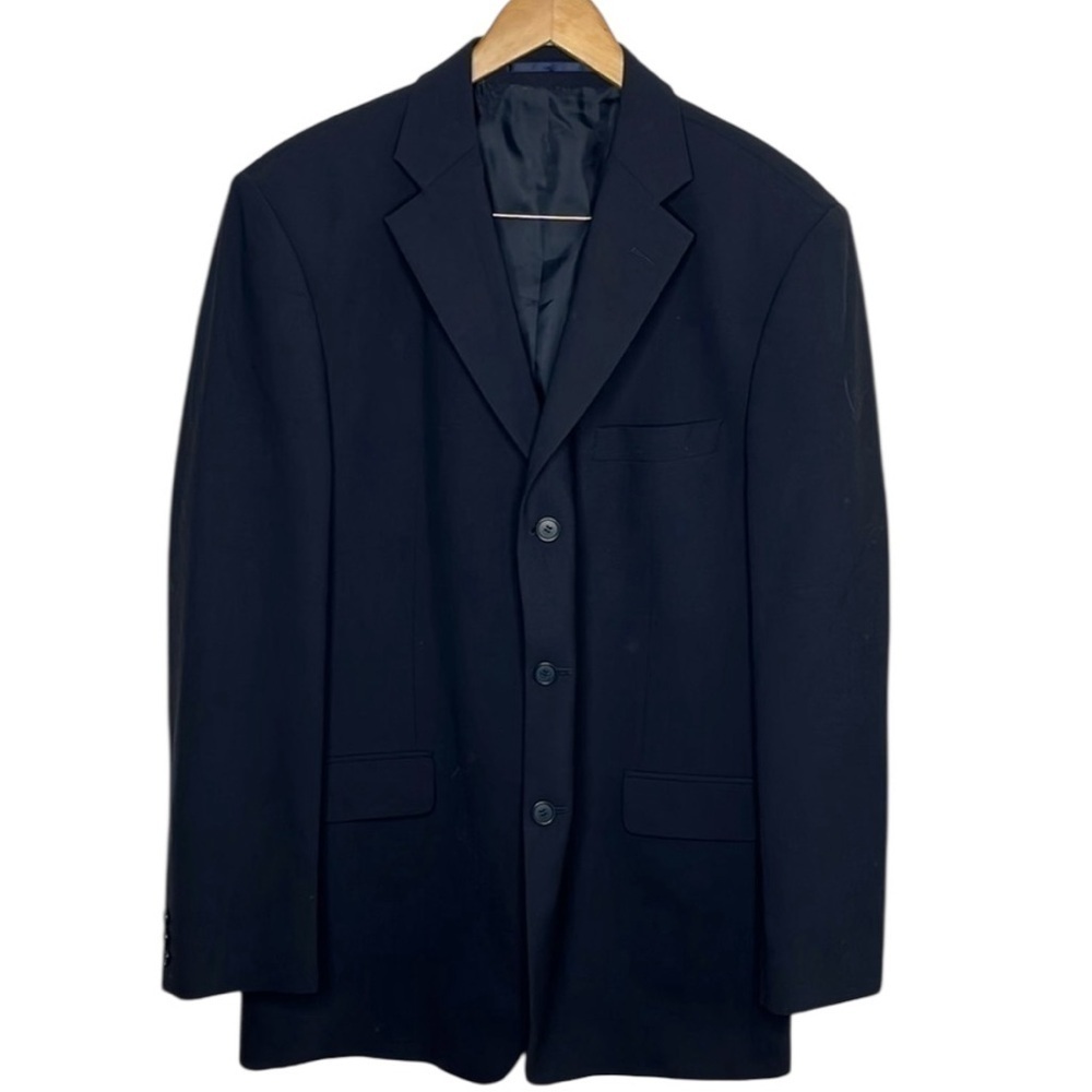 Vintage Balmain Black Wool 3 Button Sportscoat Blazer Men Size 42 Long